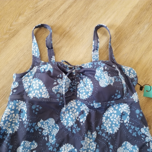 NWT Septangle Blue Floral Tankini Swim Top Size 10 - Picture 3 of 8